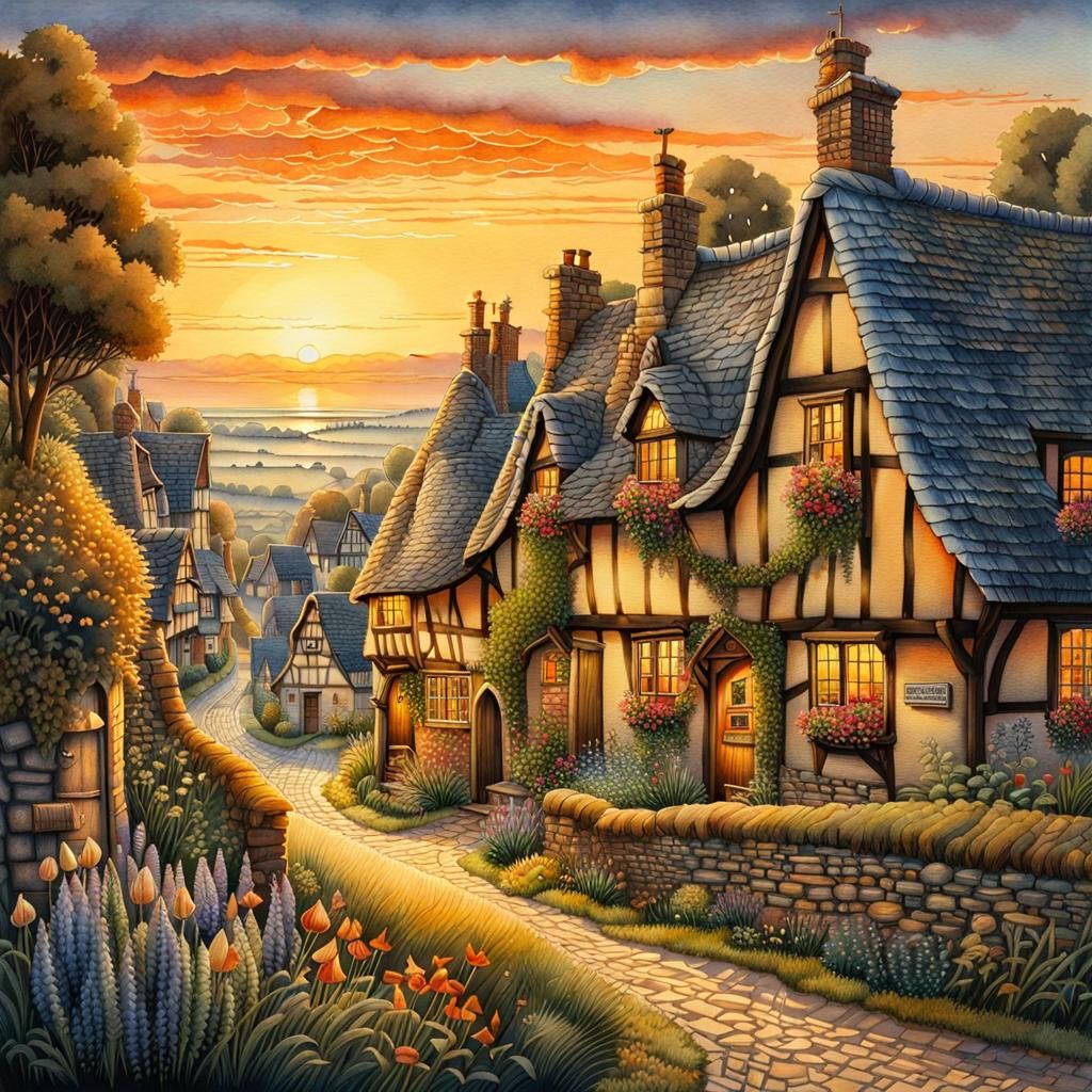 Romantic village AI Generated Artwork NightCafe Creator