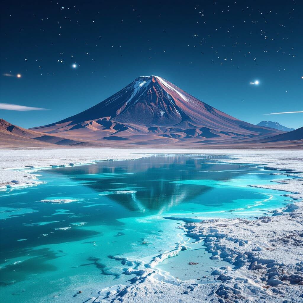 The stunning beauty of La Laguna Verde, a salt lake in an endorheic basin in the southwestern highlands of Bolivia. It contains mineral susp...