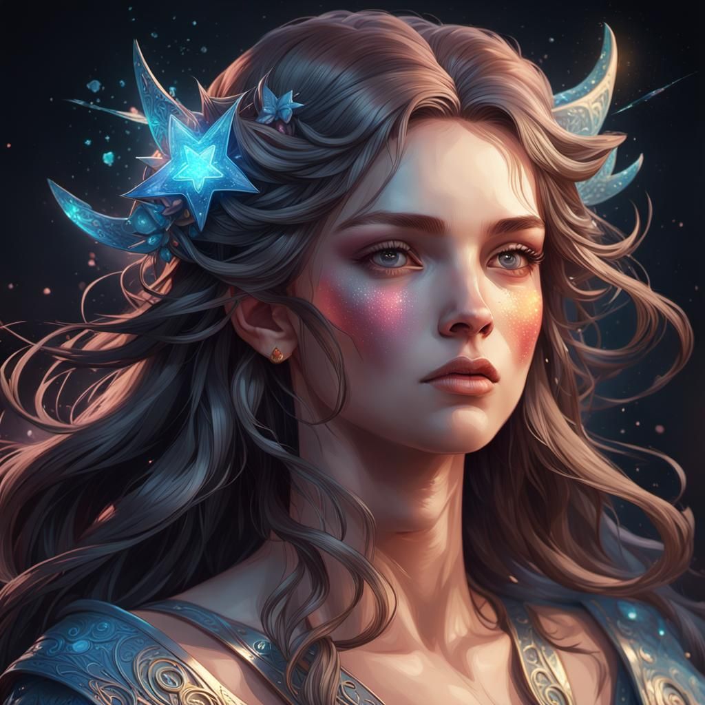 Star struck and beautiful head and shoulders portrait, 8k re...