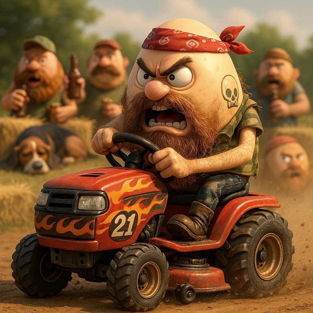 Harlan T. Yolkum, Polecat Holler Lawn Mower Racing Champion