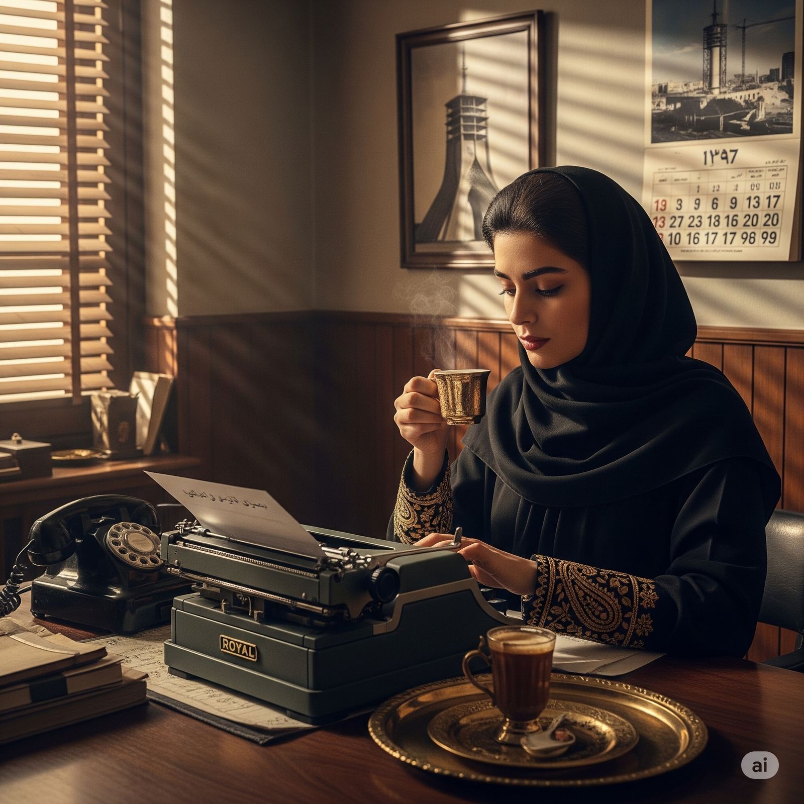 Typewriter With tea