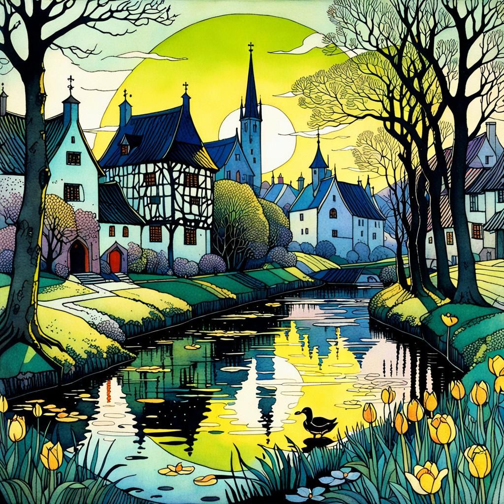 sunrise on the village