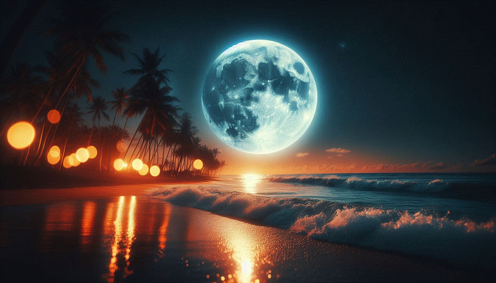 Full Moon Over The Ocean