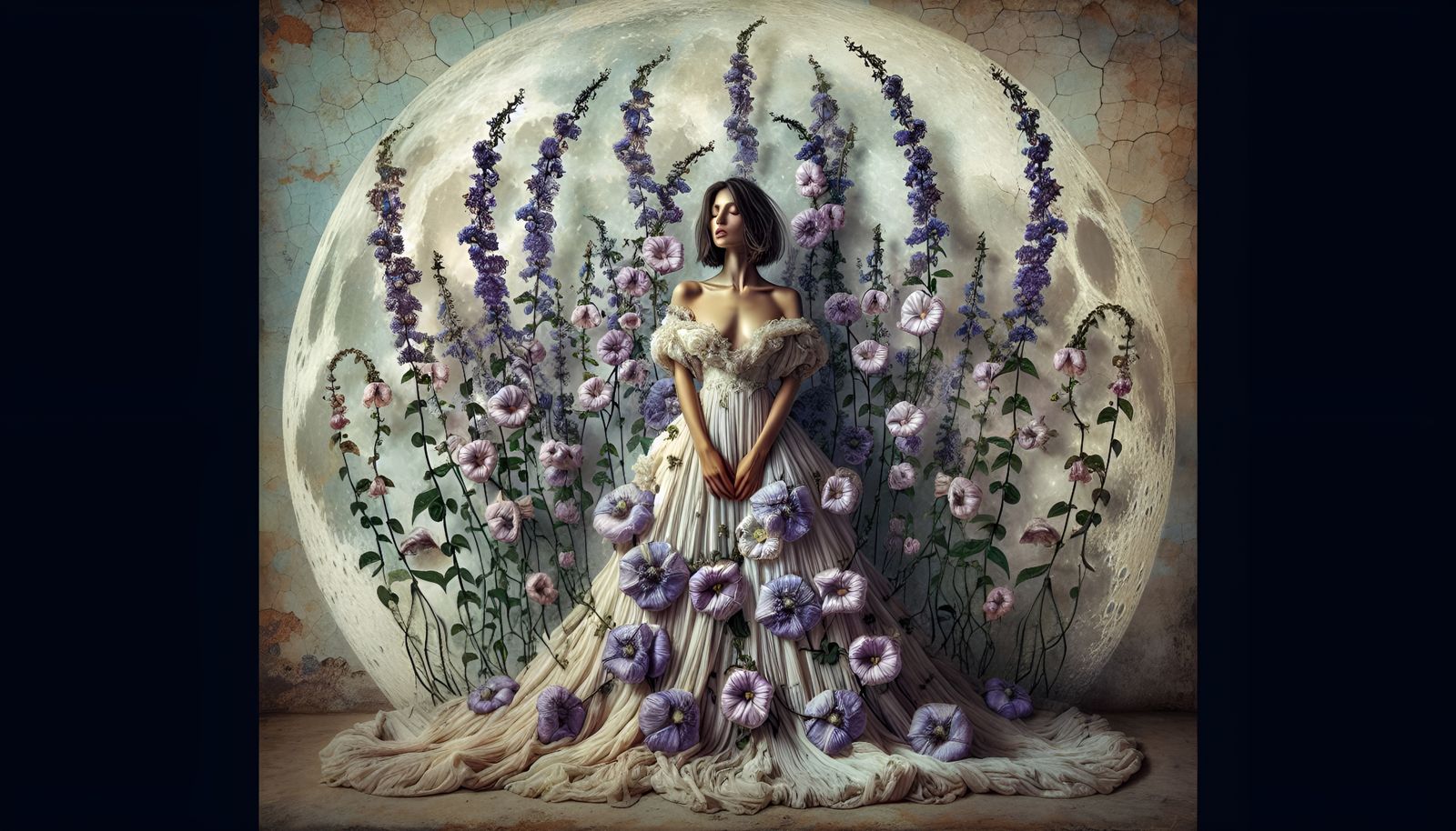 Woman with Moon Flower -- started from Sheyma's prompt