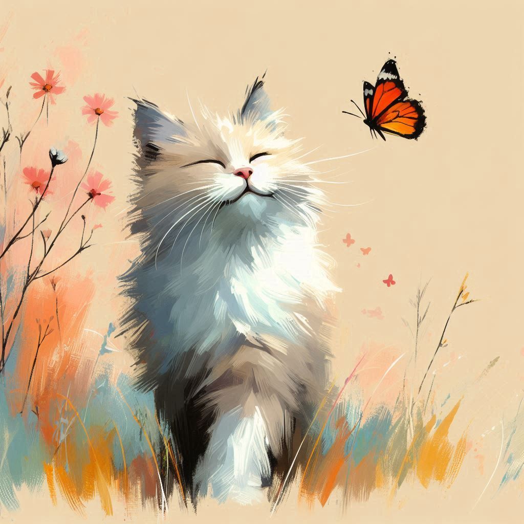 minimalist painting cat.