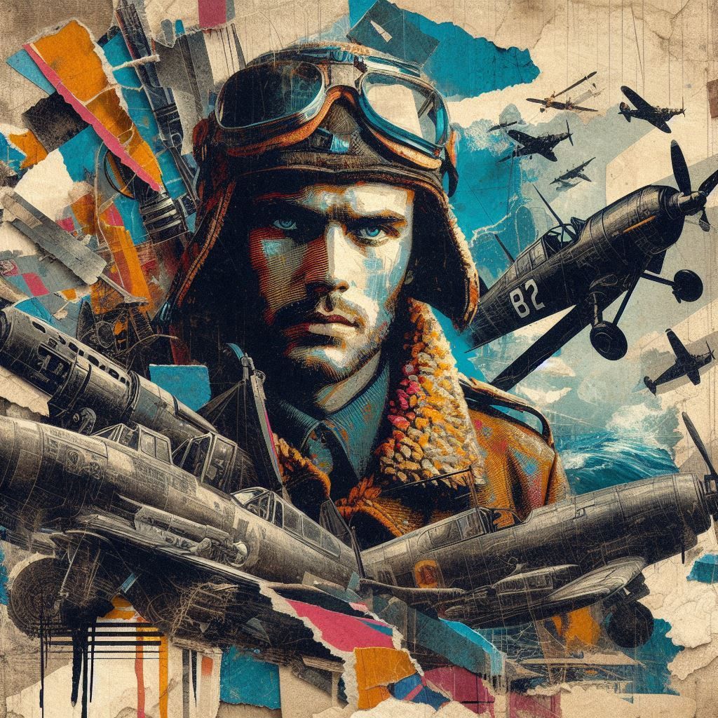 World War II Pilot, war planes, sketch in a sketch, surreal ...