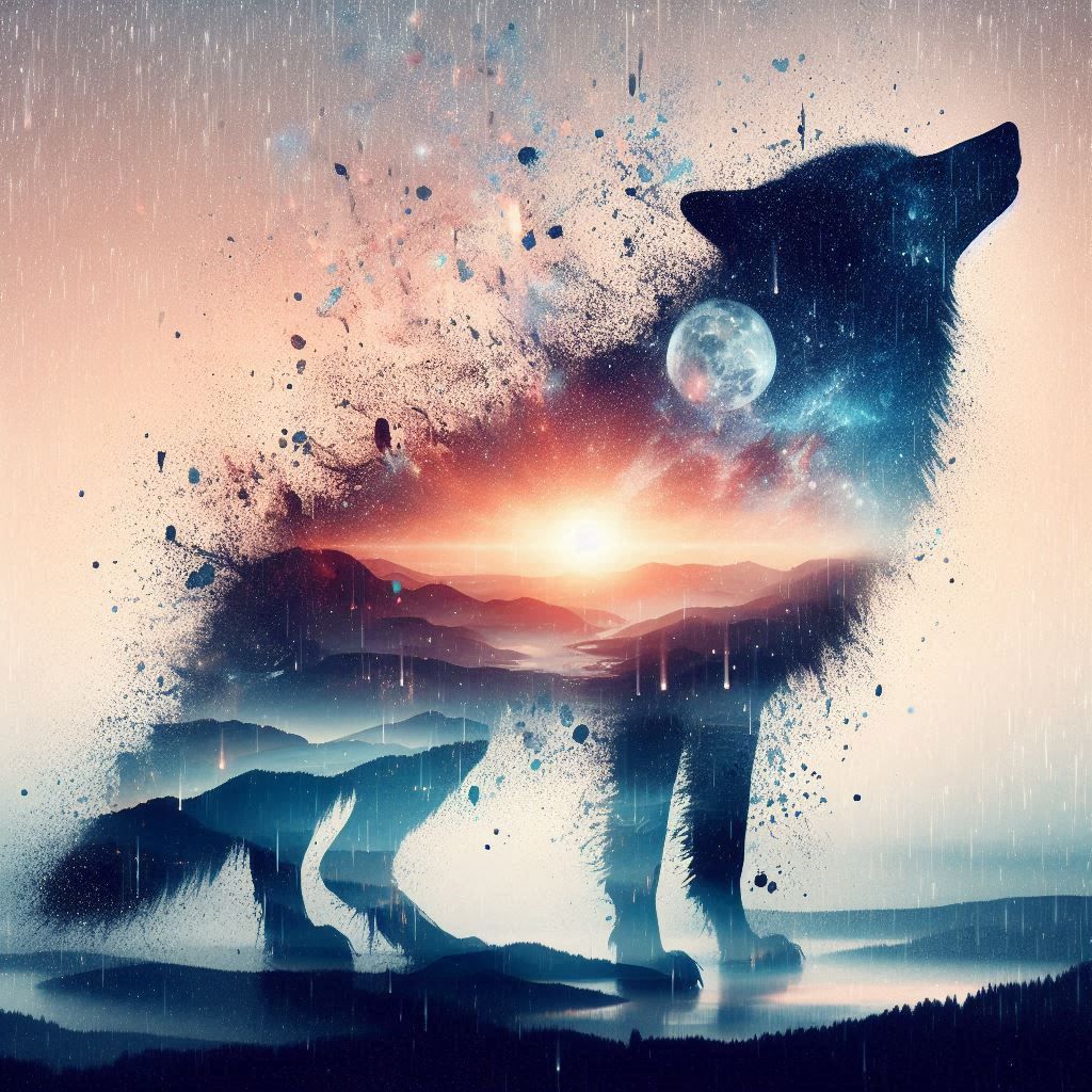 double exposure beautiful fantasy DALL-E 3 portrait landscape..