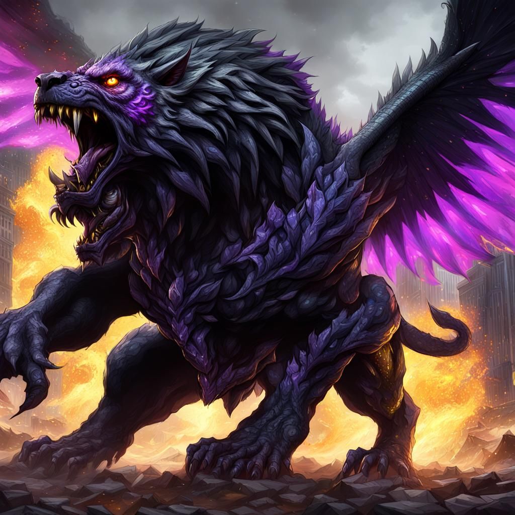 Black Griffin/Lion Demon Kaiju Mauls Prey - AI Generated Artwork ...