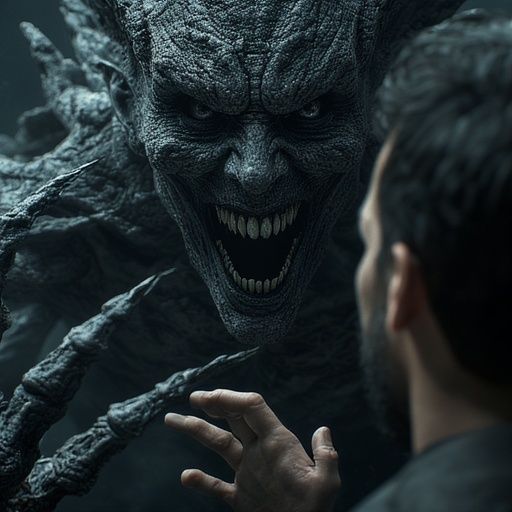 In the endless void beyond mortal comprehension, a scared man floats, trembling in fear. His heart pounds in the silent dark, his eyes wide ... - Start Image 1