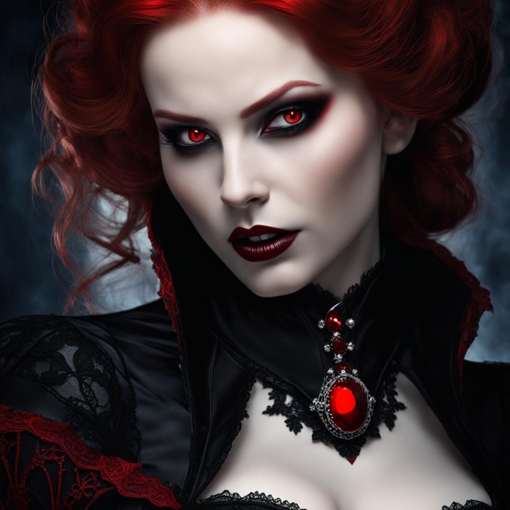 Beautiful redhead vampire - AI Generated Artwork - NightCafe Creator