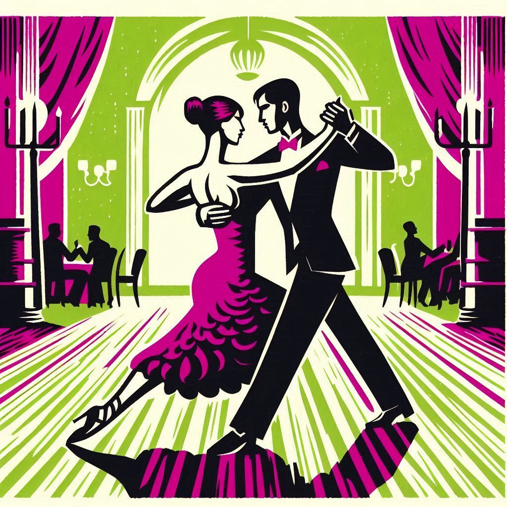 Fuchsia-Lime Tango Dancers