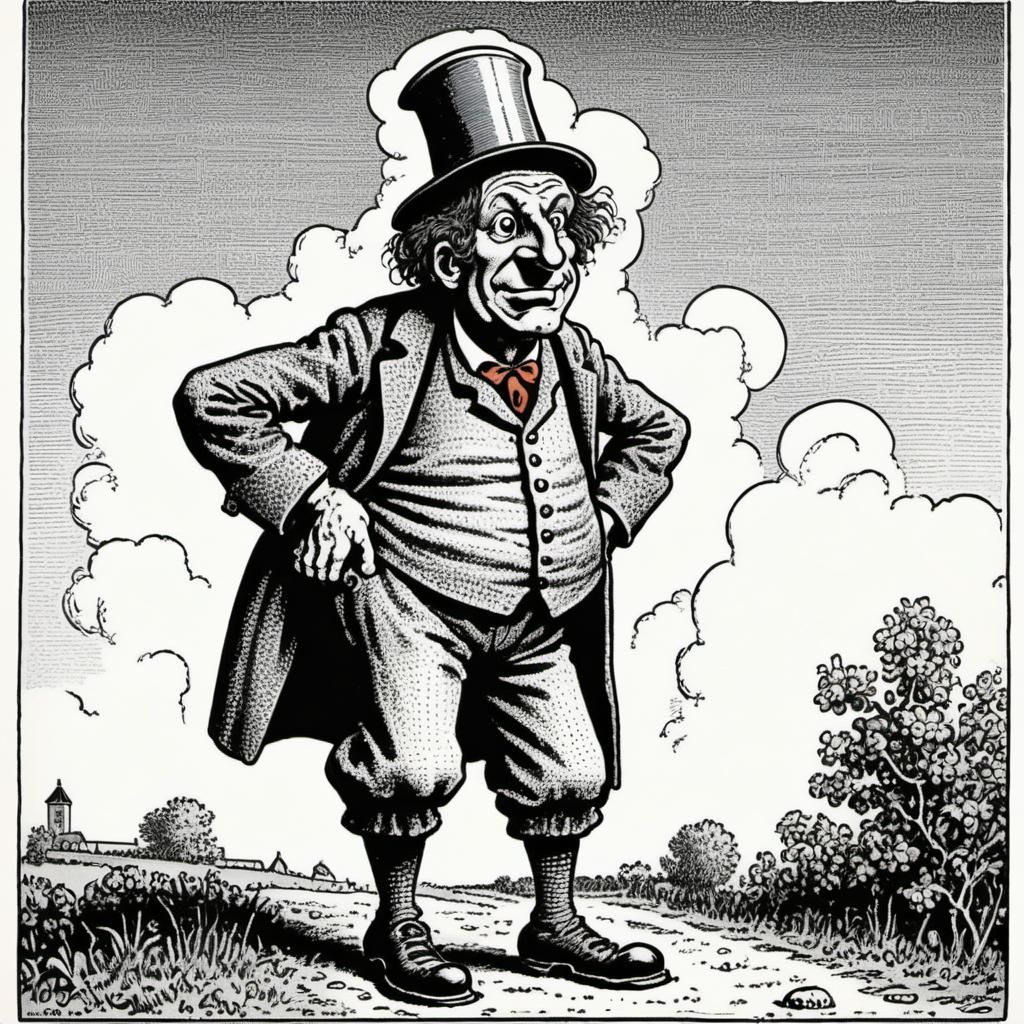 A greedy bourgeois planning to ruin a peasant AI Generated Artwork