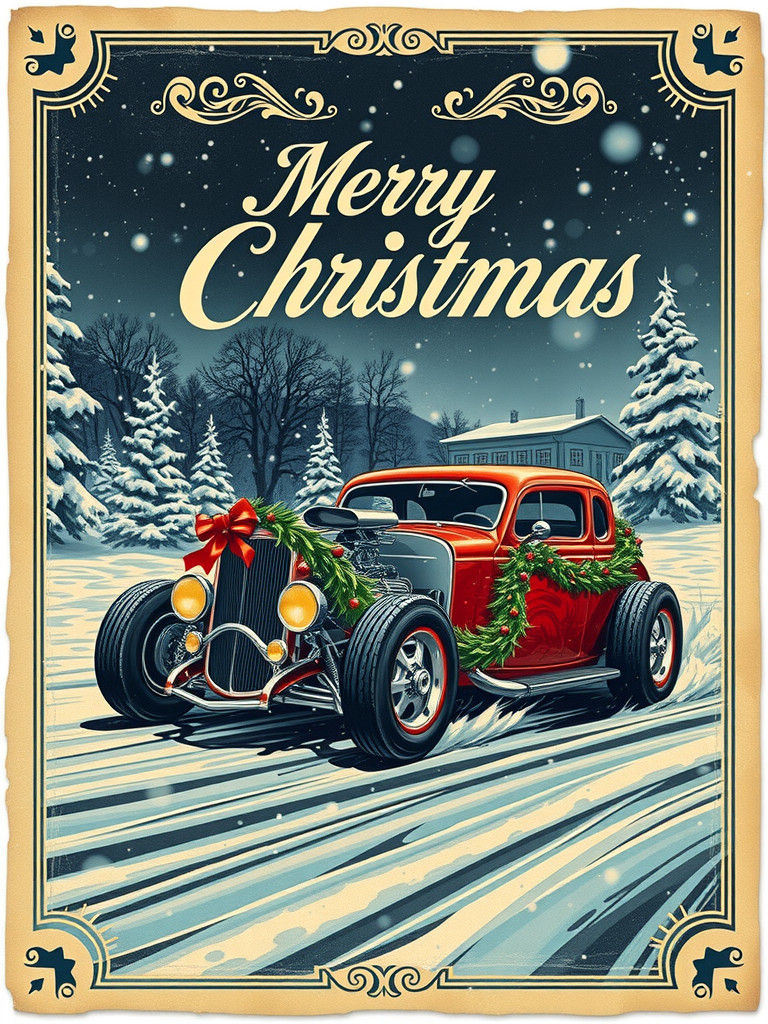 Hotrod Holiday Postcard  by @Last Kryptonian