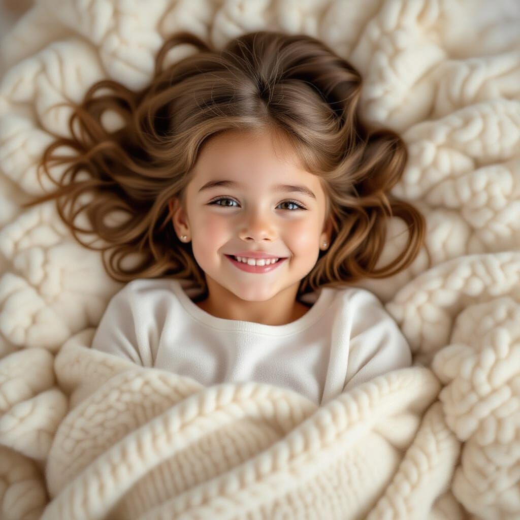 A girl smiles more and more, and moves with pleasure.