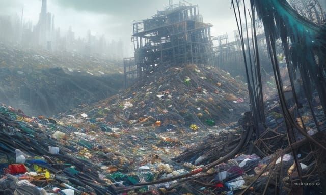 Artgerm, WLOP, Greg Rutkowski;  Epic haunted towering garbag...