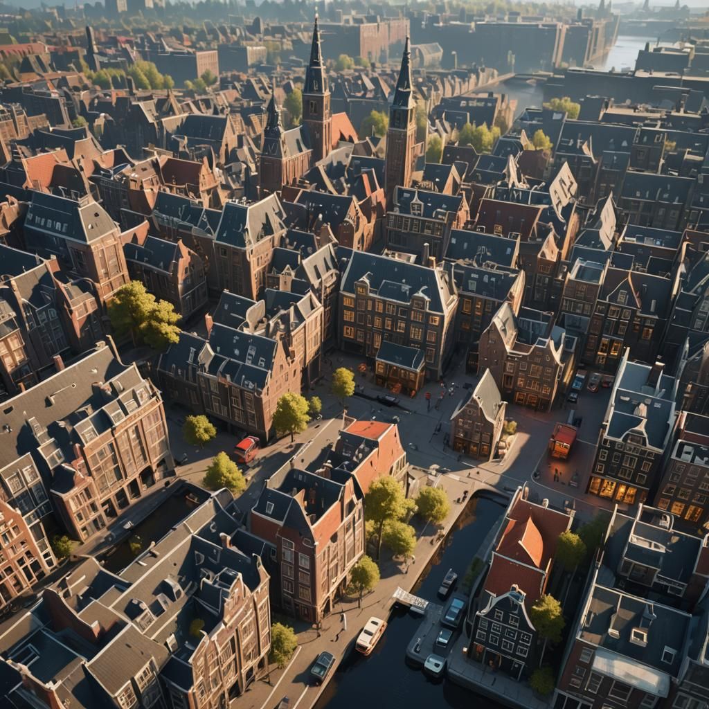 Aerial Cityscape view of Amsterdam