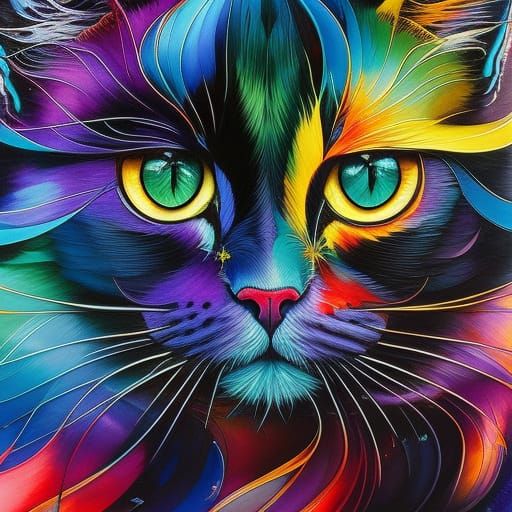 royal colorful cat - AI Generated Artwork - NightCafe Creator