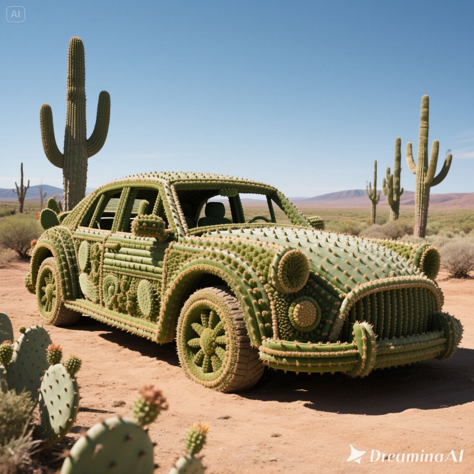 car made from cactus in a very wondrous way