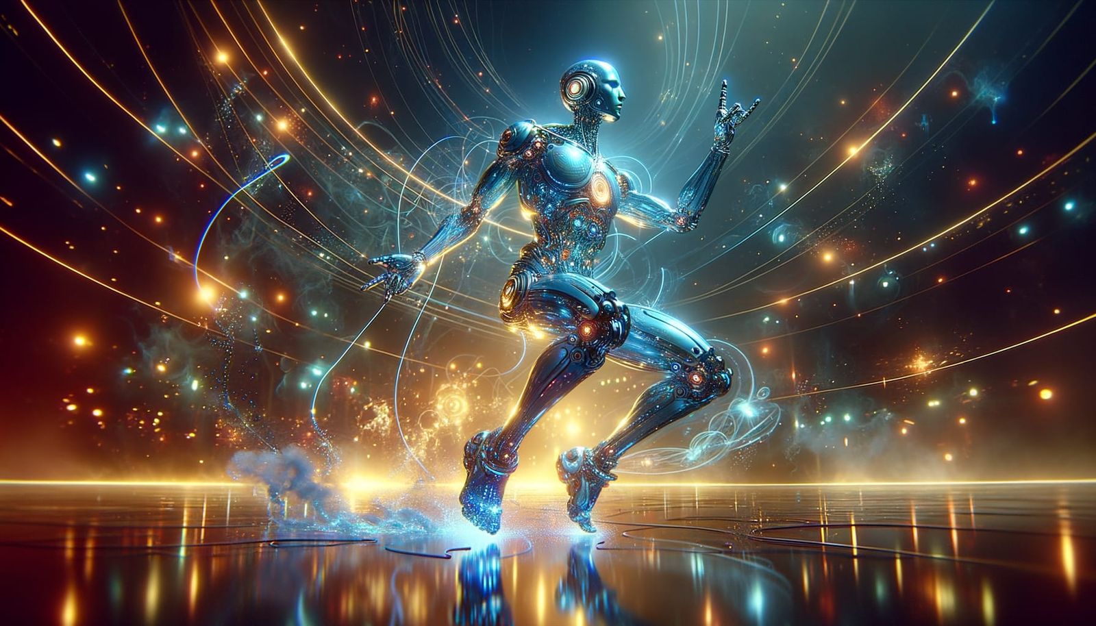 Picture Grok, a futuristic AI with a holographic body that glows in various shades of blue, dancing and vibing to "You'v...