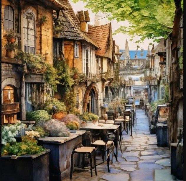 Тихая улочка маленького приморского городка...