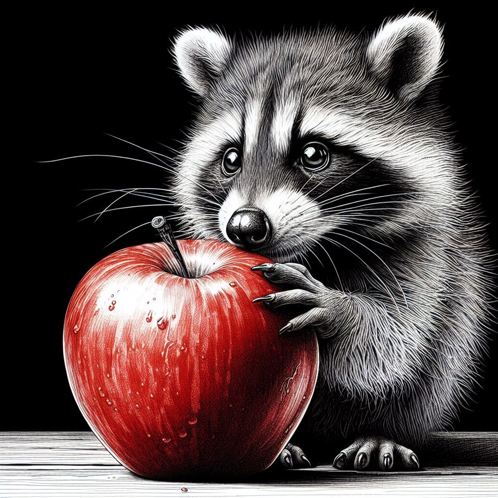 Baby Raccoon eating Healthy