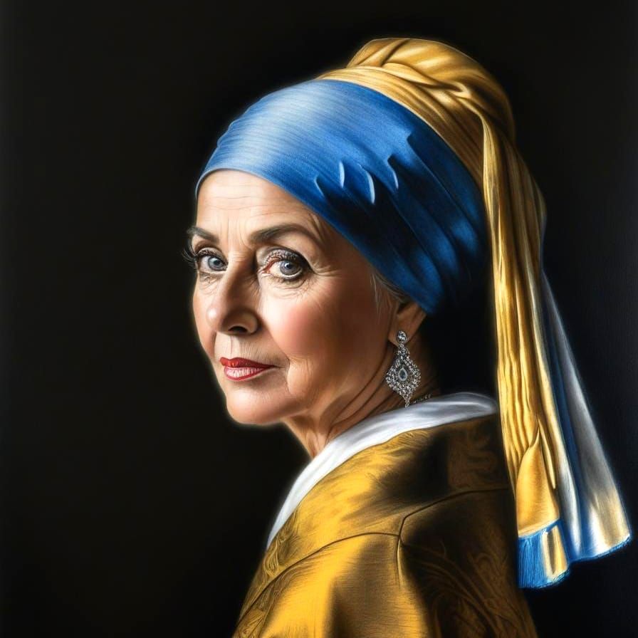 Intense Portrait of a Middle-Aged Lady in Hyperrealistic Cha...