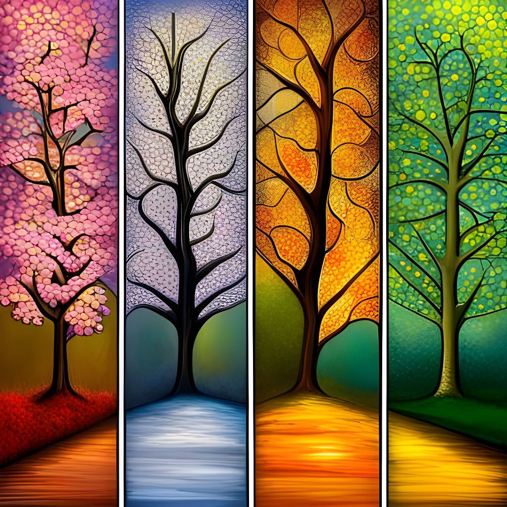 Four trees showing the four seasons  by @Elise Edmonds