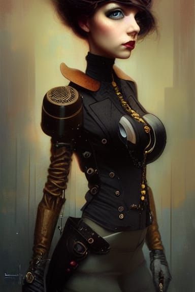 lofi steampunk portrait pixar style by Lita Cabellut and Sta...