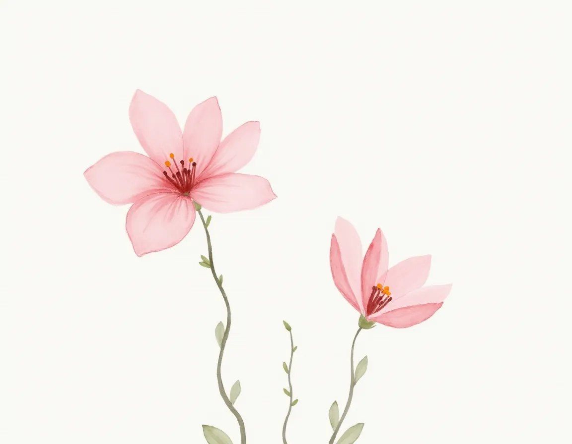 Pink flowers. Minimalism.