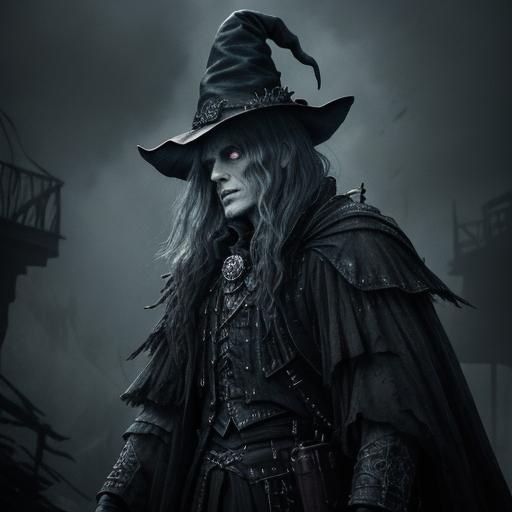 Wicked Witch in Dark Fantasy Gouache Style