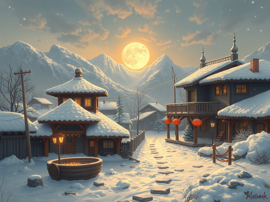 Burning House Boat in Icy Storm: AI Creation