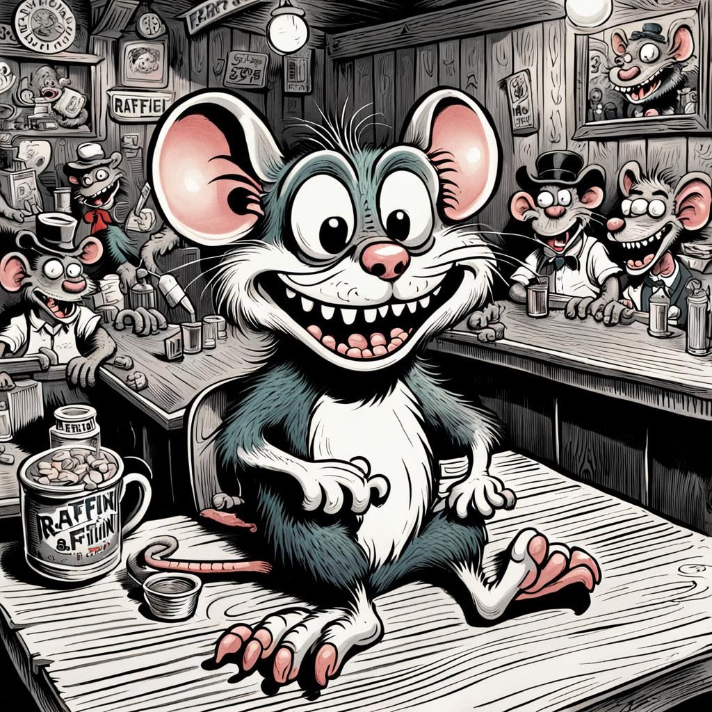 A captivating illustration of Ratfink,(ratfink:1.2), a carto...