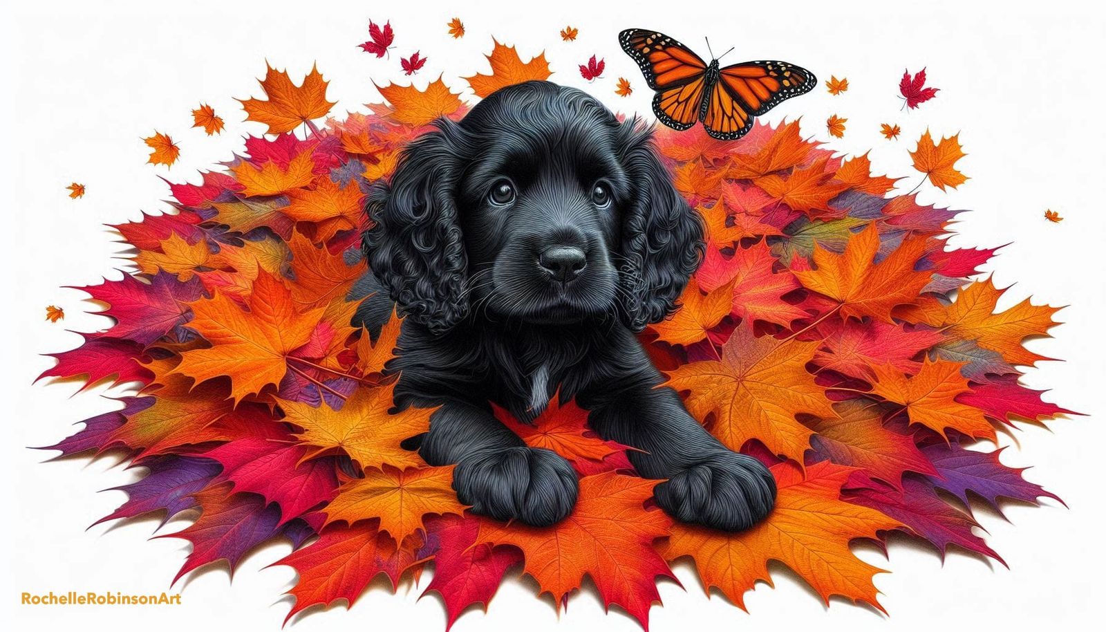 Mel Frolicking In A Fall Leaf Pile