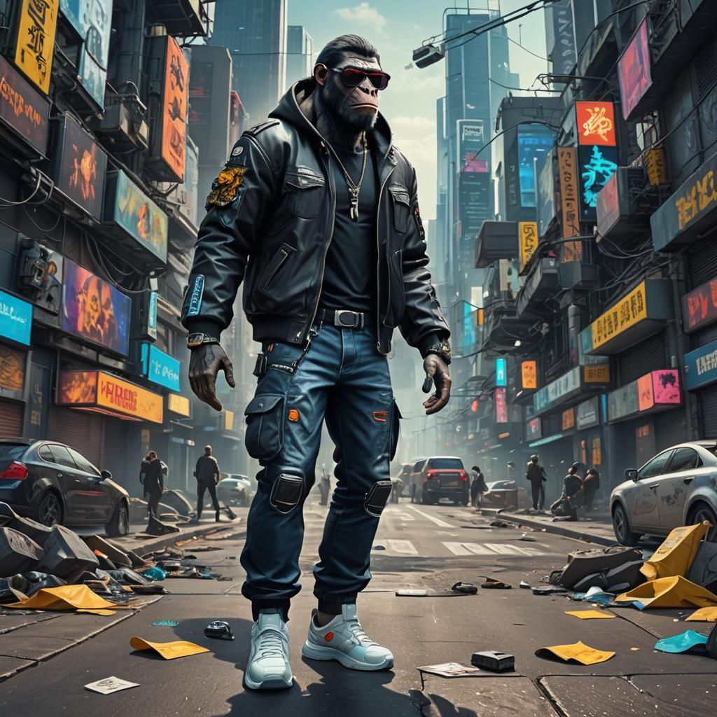“King of apes, fashion casual ape, sneakers, sunglasses, jea...