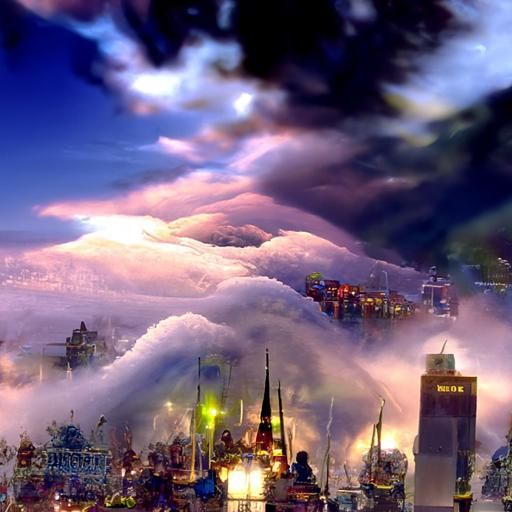 skypunk city volumetric clouds