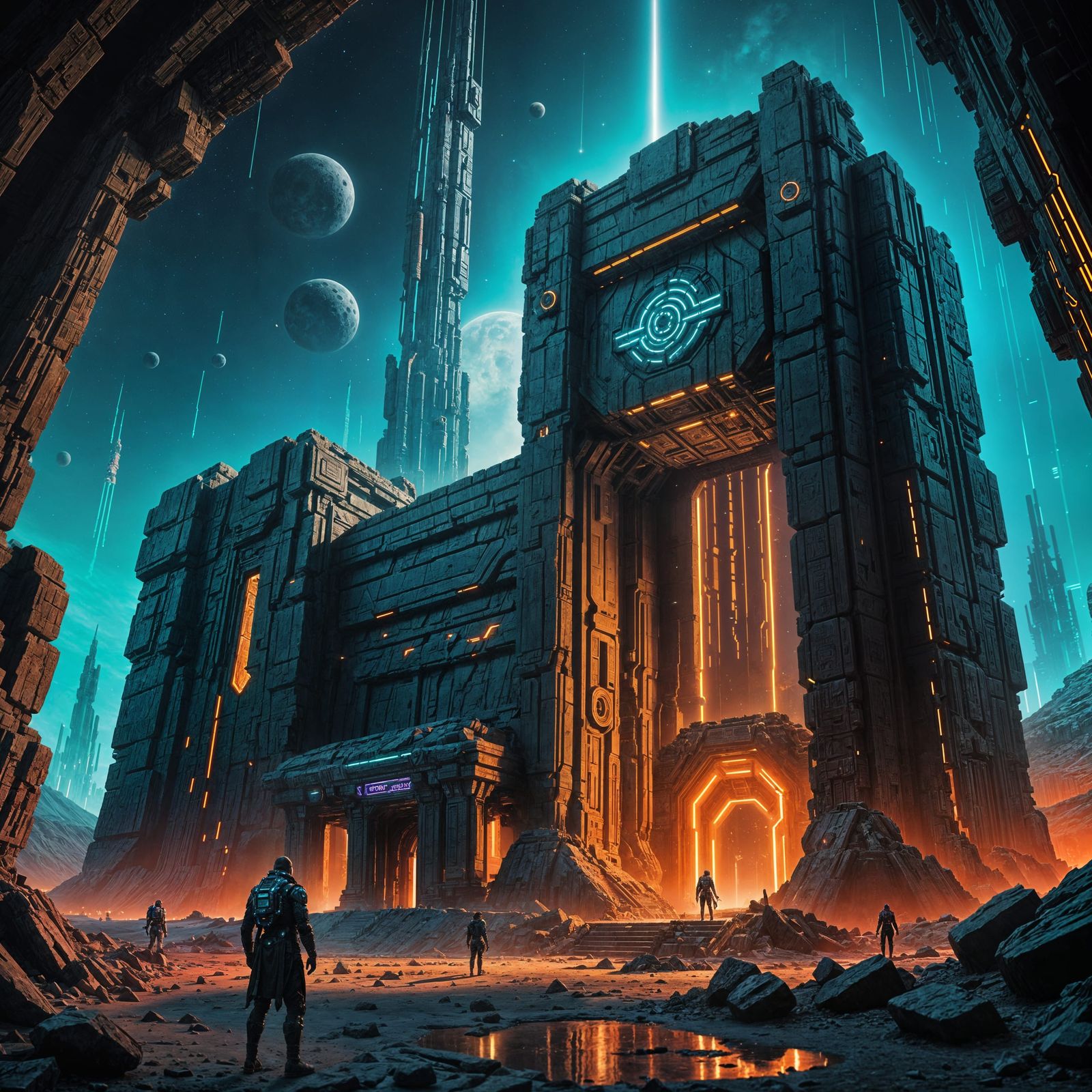 Ancient Temple on an Asteroid  by @AdriaWave