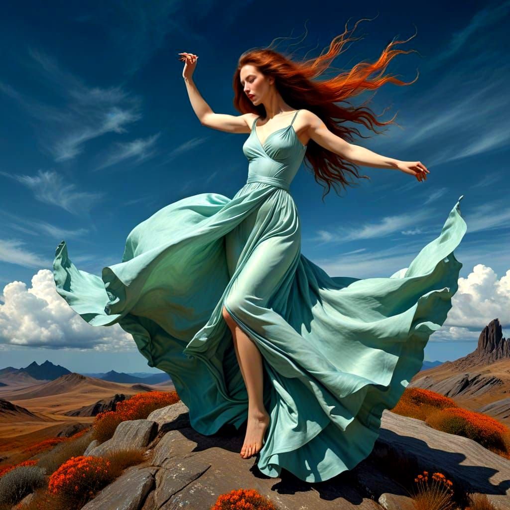 Mysterious Lady in a Whirlwind of Color