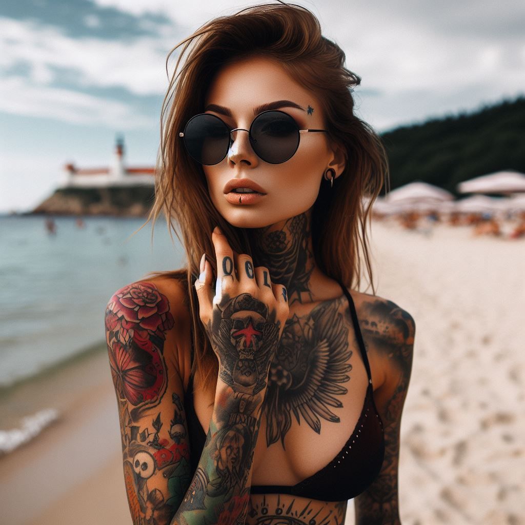 A tattoed girl.