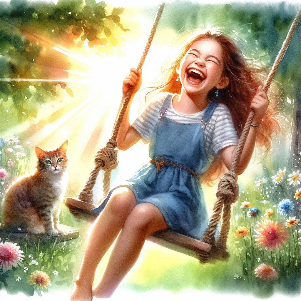 Little girl on a swing