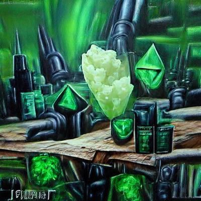 Tiberium Crystals green mutative energy realistic oil painti...