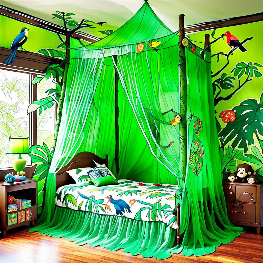 Jungle Themed Childrens Bedroom - AI Generated Artwork - NightCafe Creator