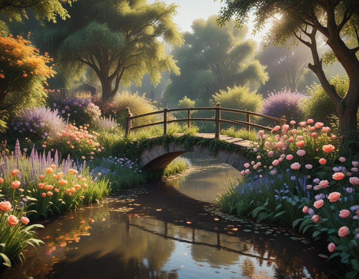 Linger in the garden  by @StriderAiArt