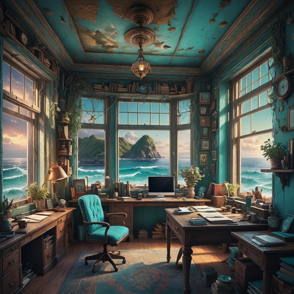 Office with seaview   by @CreatieX