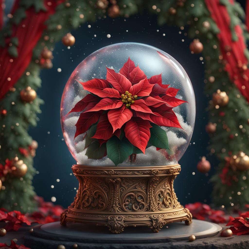 Ornate poinsettia snowglobe  by @Melon