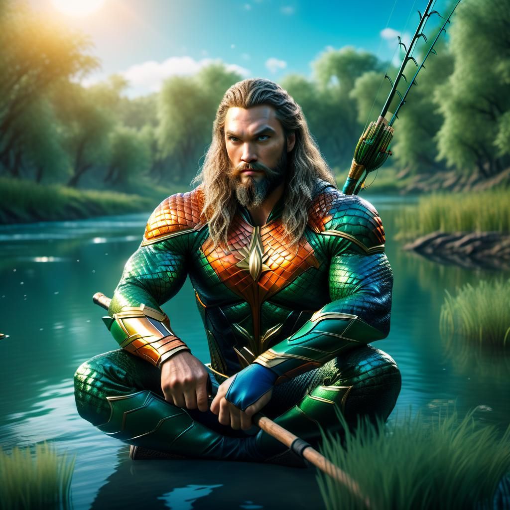 Aquaman contemplating fishing - AI Generated Artwork - NightCafe Creator