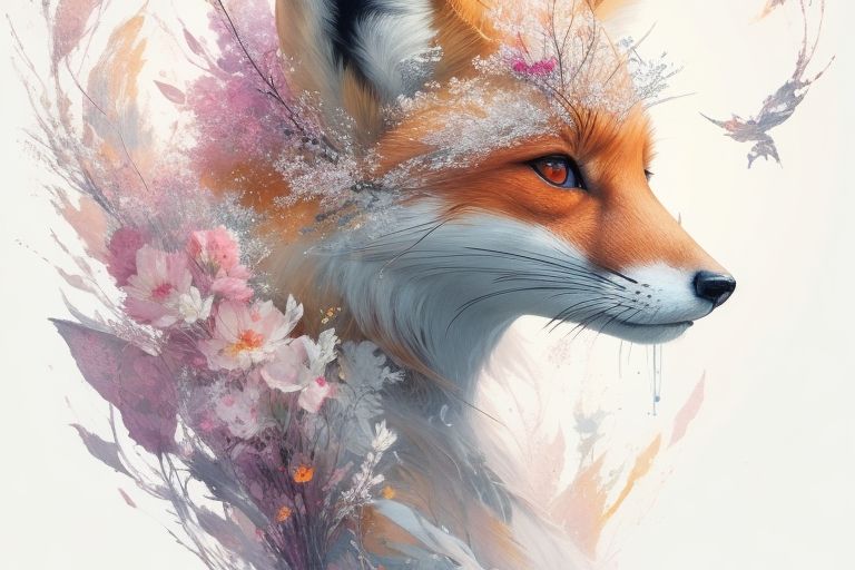 Fox with flowers