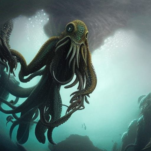 Cthulhu Underwater - AI Generated Artwork - NightCafe Creator