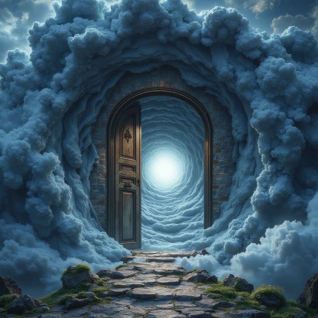 <lora:MJ6-1 Portals:1.0> 
Storm Door: A swirling storm cloud that acts as a gateway to a tempestuous, stormy world, by artist Sylvain Sarrai...