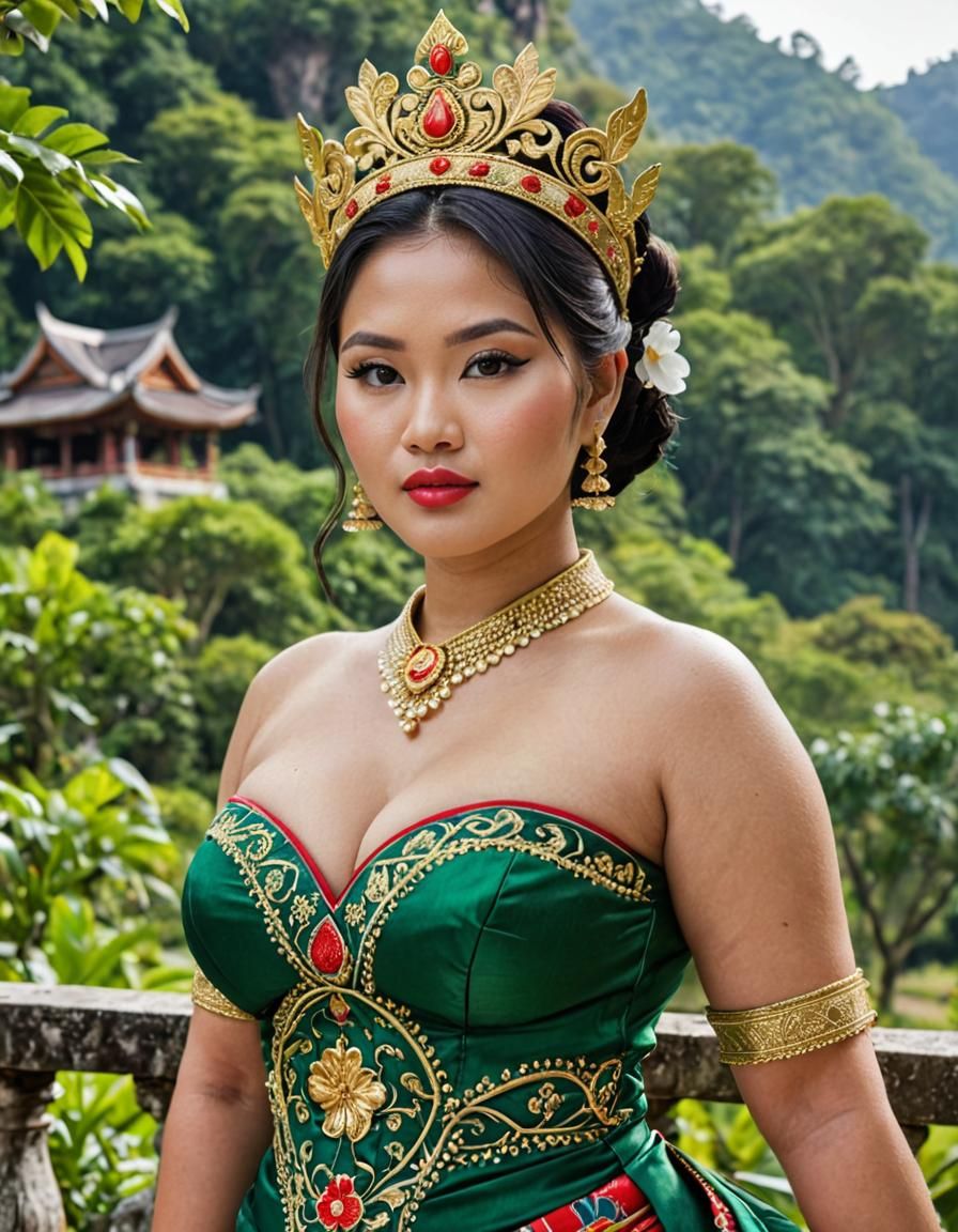 Laotian Beauty in Traditional Silk Outfit