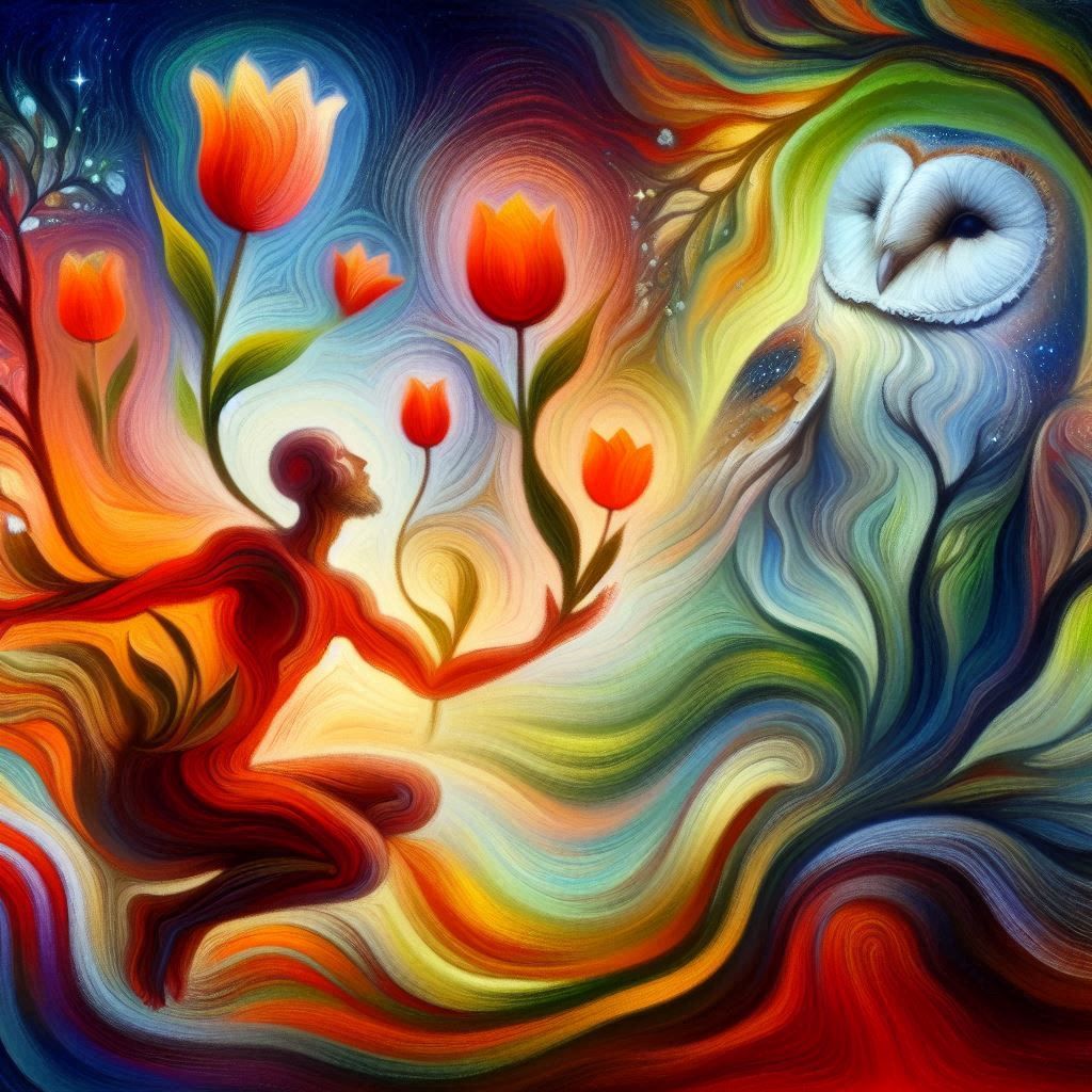 Man in Red and the Whisper of Tulips